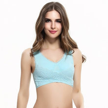 Load image into Gallery viewer, M-3XL Women Underwear Sexy Lingerie Lace Solid Color Cross Side Buckle Wireless Push up Breathable Sleep Sports Bra